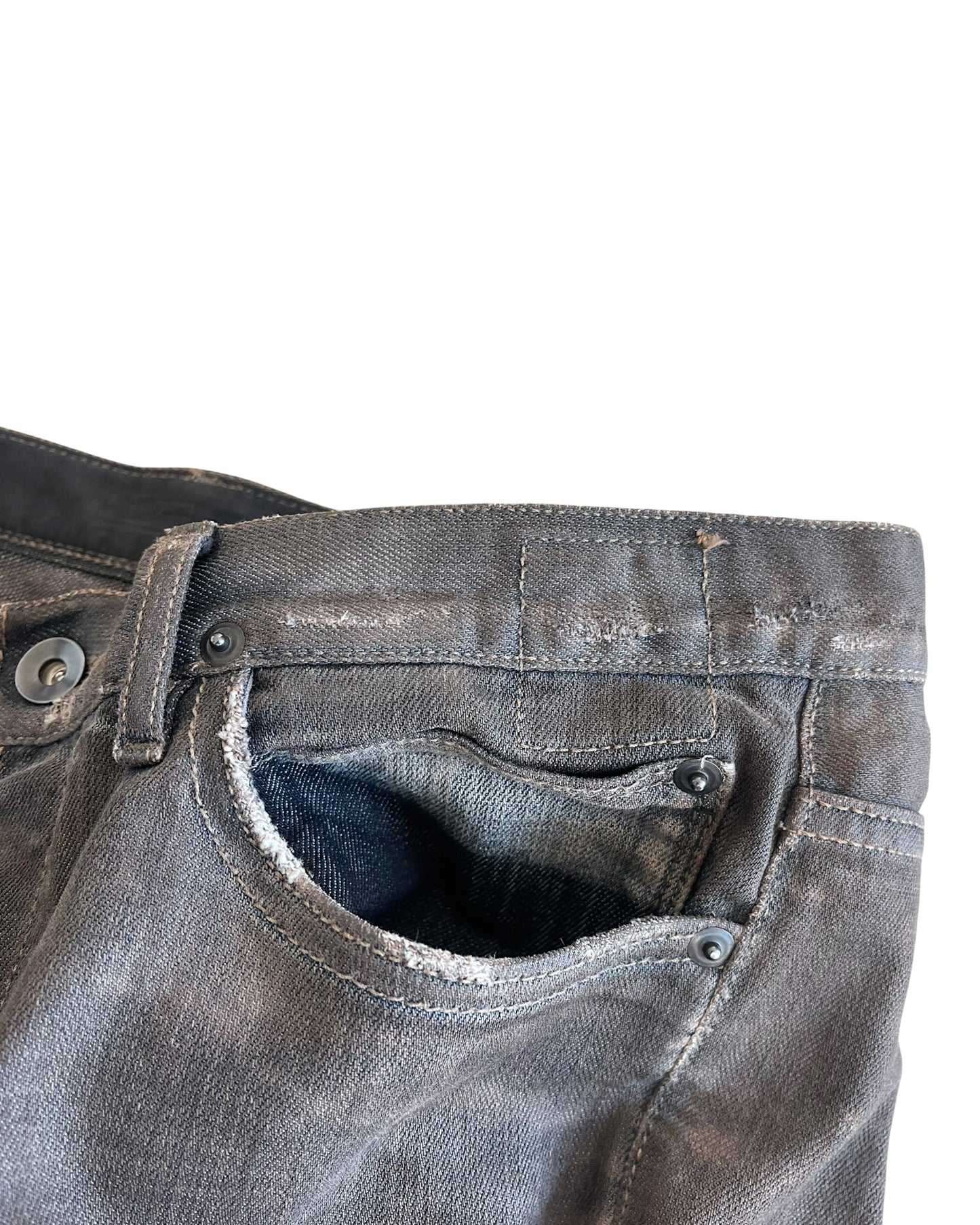 Rick Owens Drkshdw FW2009 "Crust" Bitter Coated Detroit Cut Denim Jeans