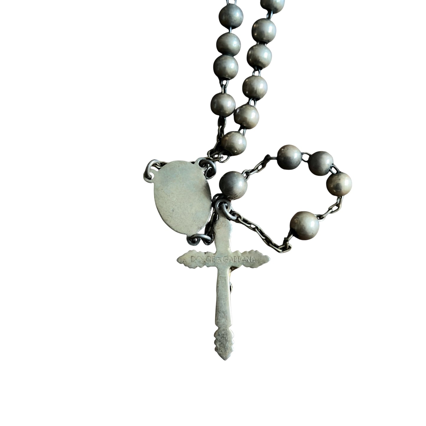Dolce & Gabbana 925 Silver Cross Rosary Necklace