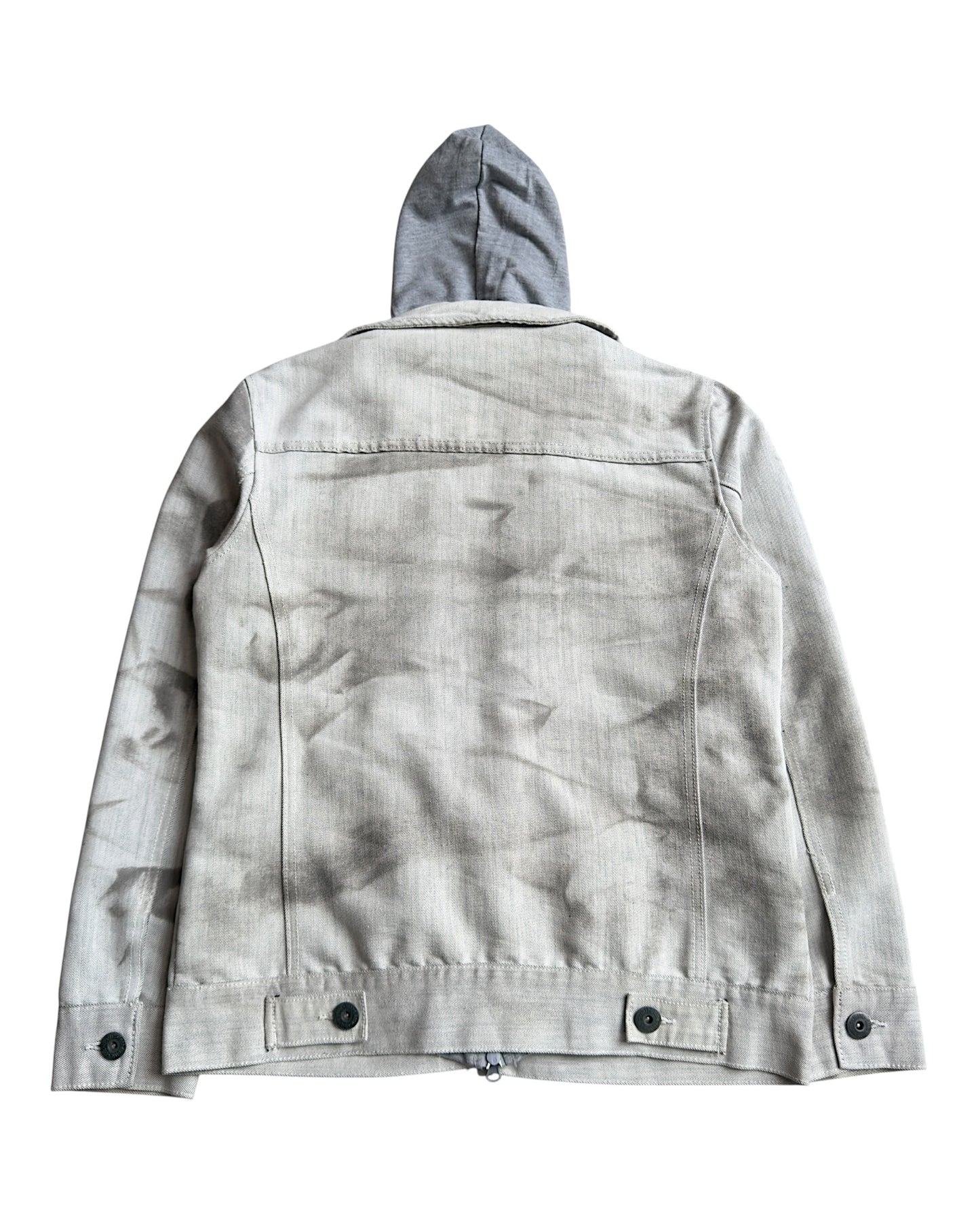 In The Attic 2000s Clasp Pocket Layer Hooded Marble Wash Denim Jacket