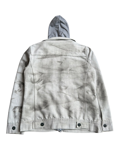 In The Attic 2000s Clasp Pocket Layer Hooded Marble Wash Denim Jacket