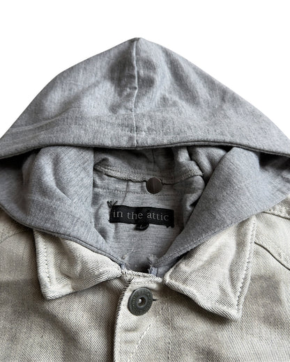 In The Attic 2000s Clasp Pocket Layer Hooded Marble Wash Denim Jacket