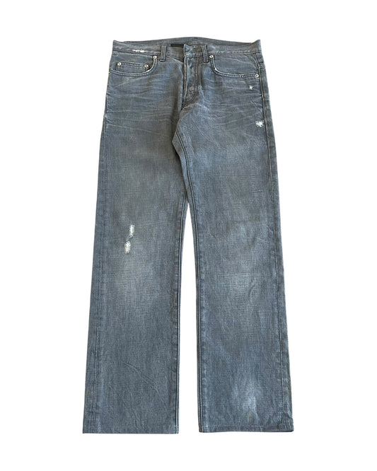 Dior Homme SS2010 Stone Grey Washed Distressed Straight Denim Jeans