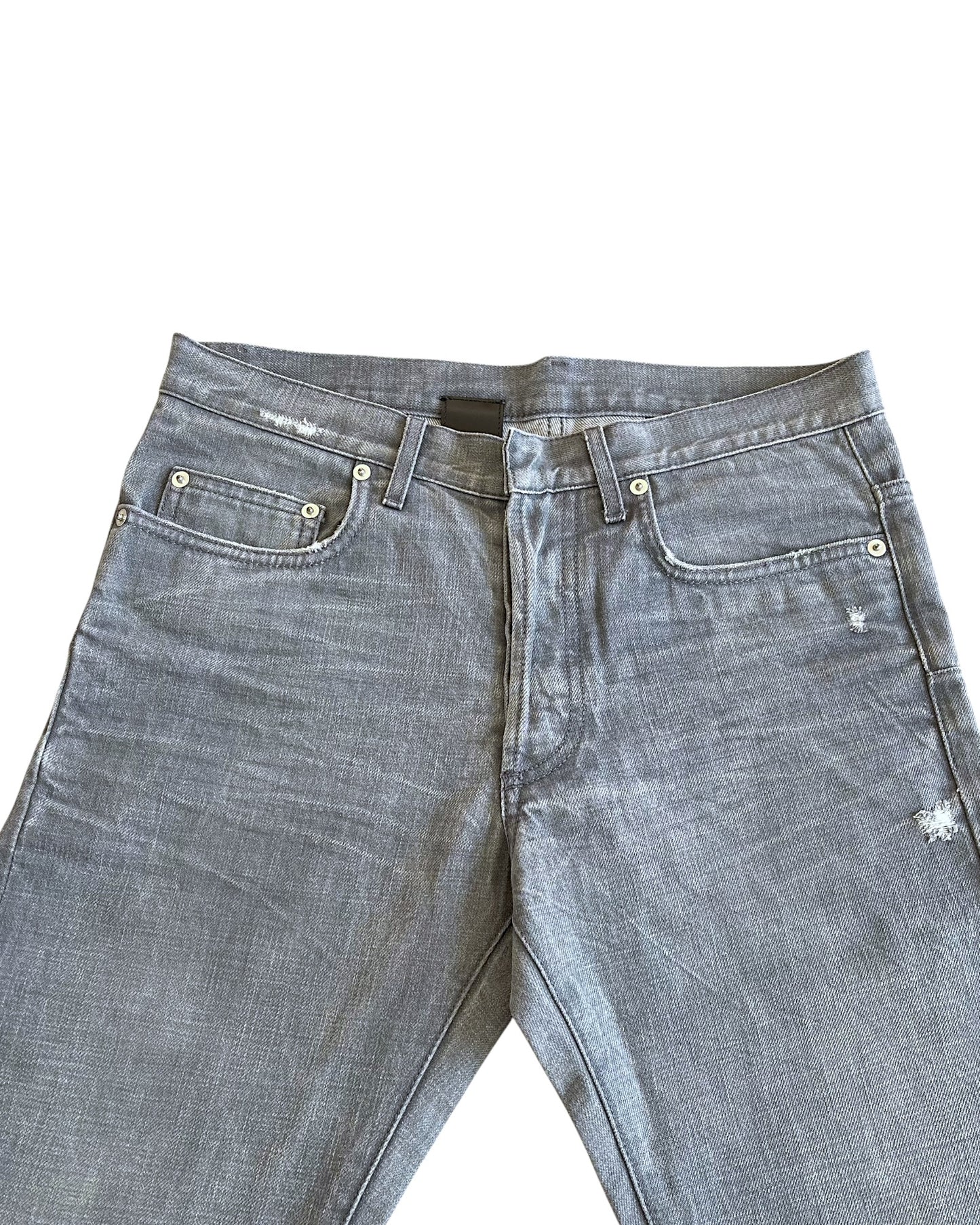 Dior Homme SS2010 Stone Grey Washed Distressed Straight Denim Jeans