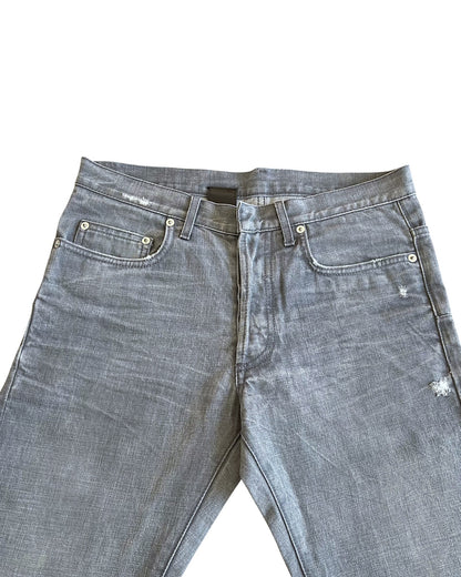 Dior Homme SS2010 Stone Grey Washed Distressed Straight Denim Jeans