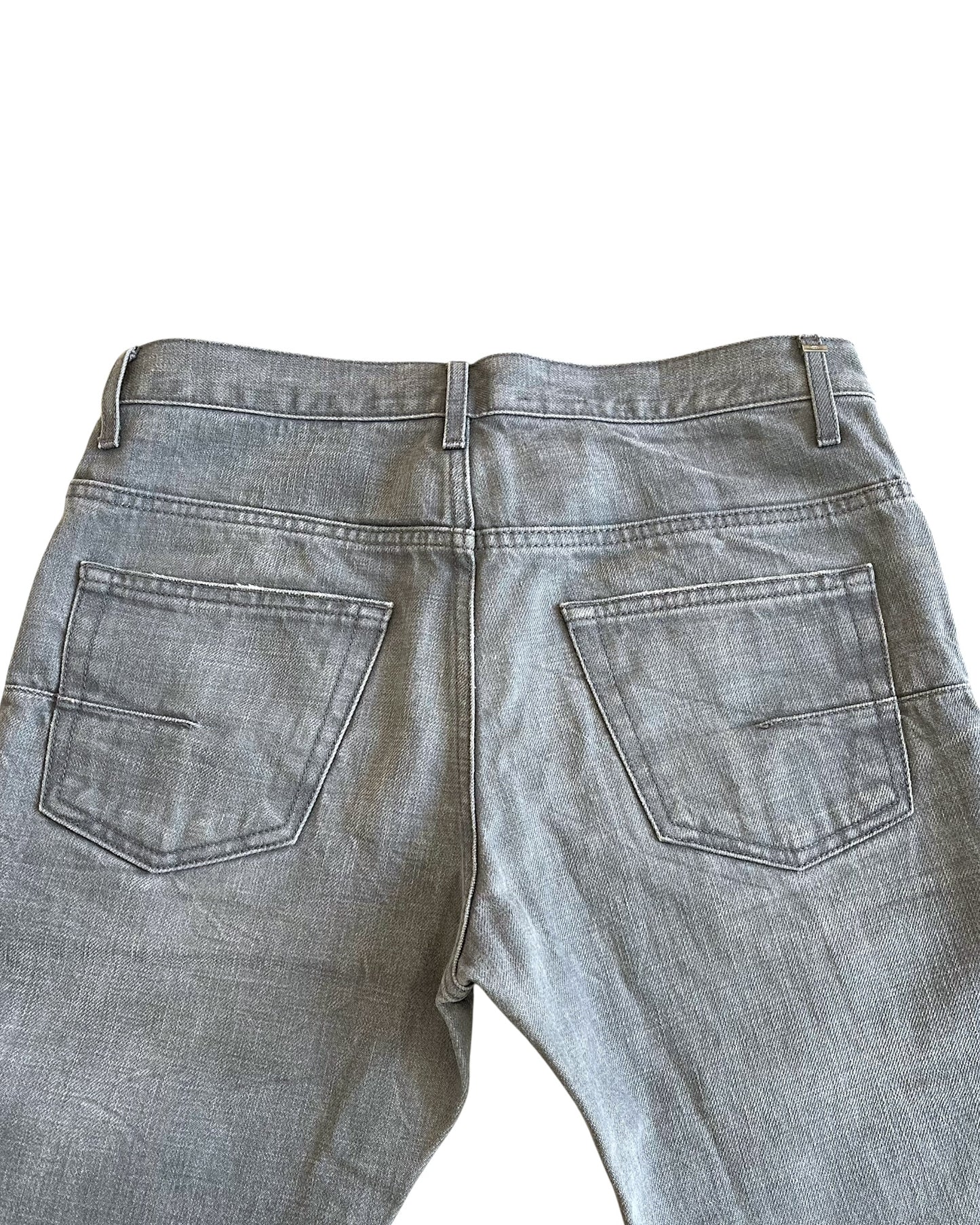 Dior Homme SS2010 Stone Grey Washed Distressed Straight Denim Jeans