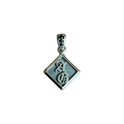 A&G Rock Black Diamond 925 Silver Engraved Pendant