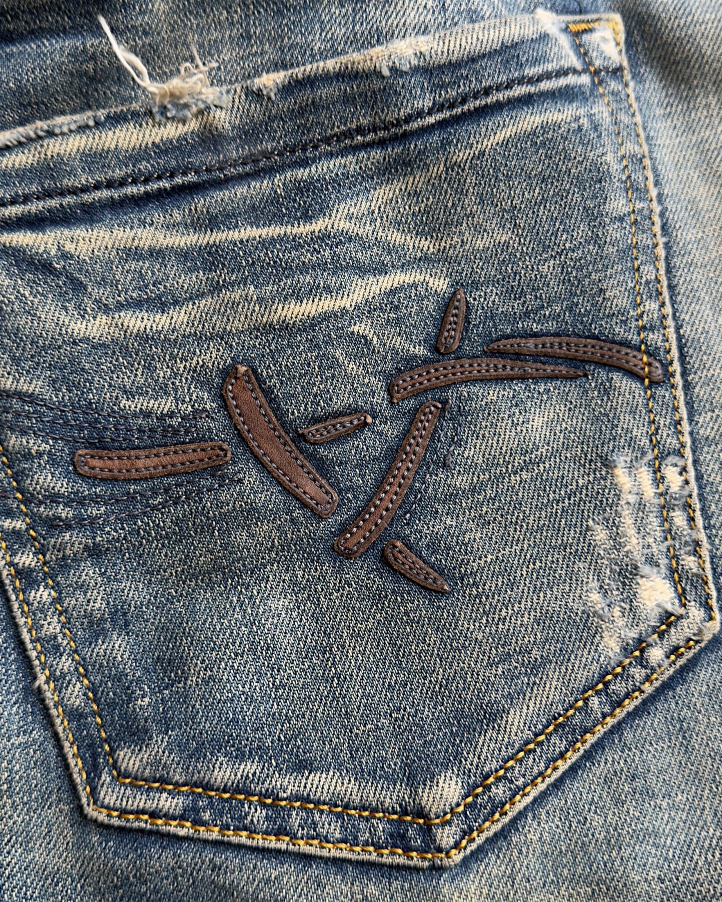 Diesel 2000s Sand Light Wash Leather Detail Denim Jeans
