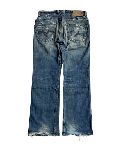 Diesel 2000s Sand Light Wash Leather Detail Denim Jeans