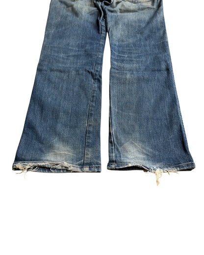 Diesel 2000s Sand Light Wash Leather Detail Denim Jeans