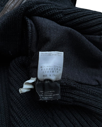 Gucci by Tom Ford AW2003 Leather Panel Trim Drivers Knit Jacket