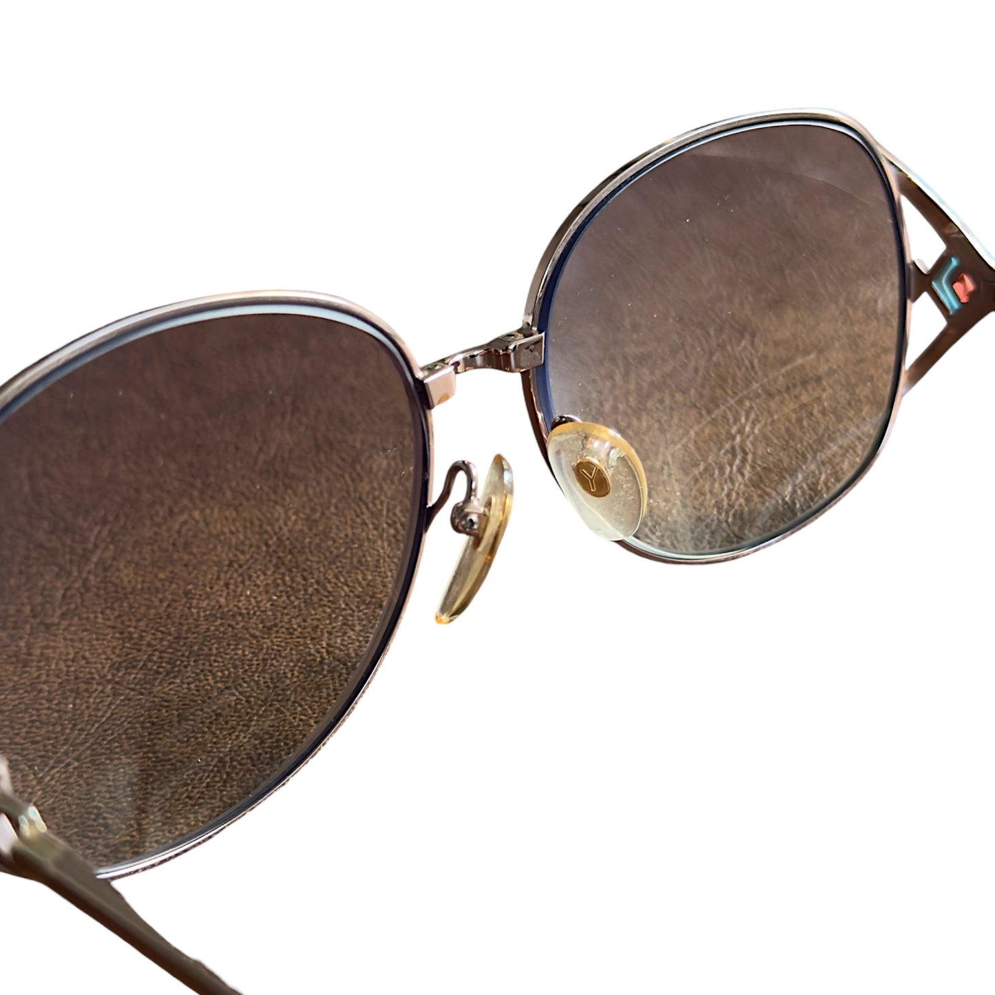 Yves Saint Laurent 2000s Stained Glass Openwork Blue Light Tint Glasses