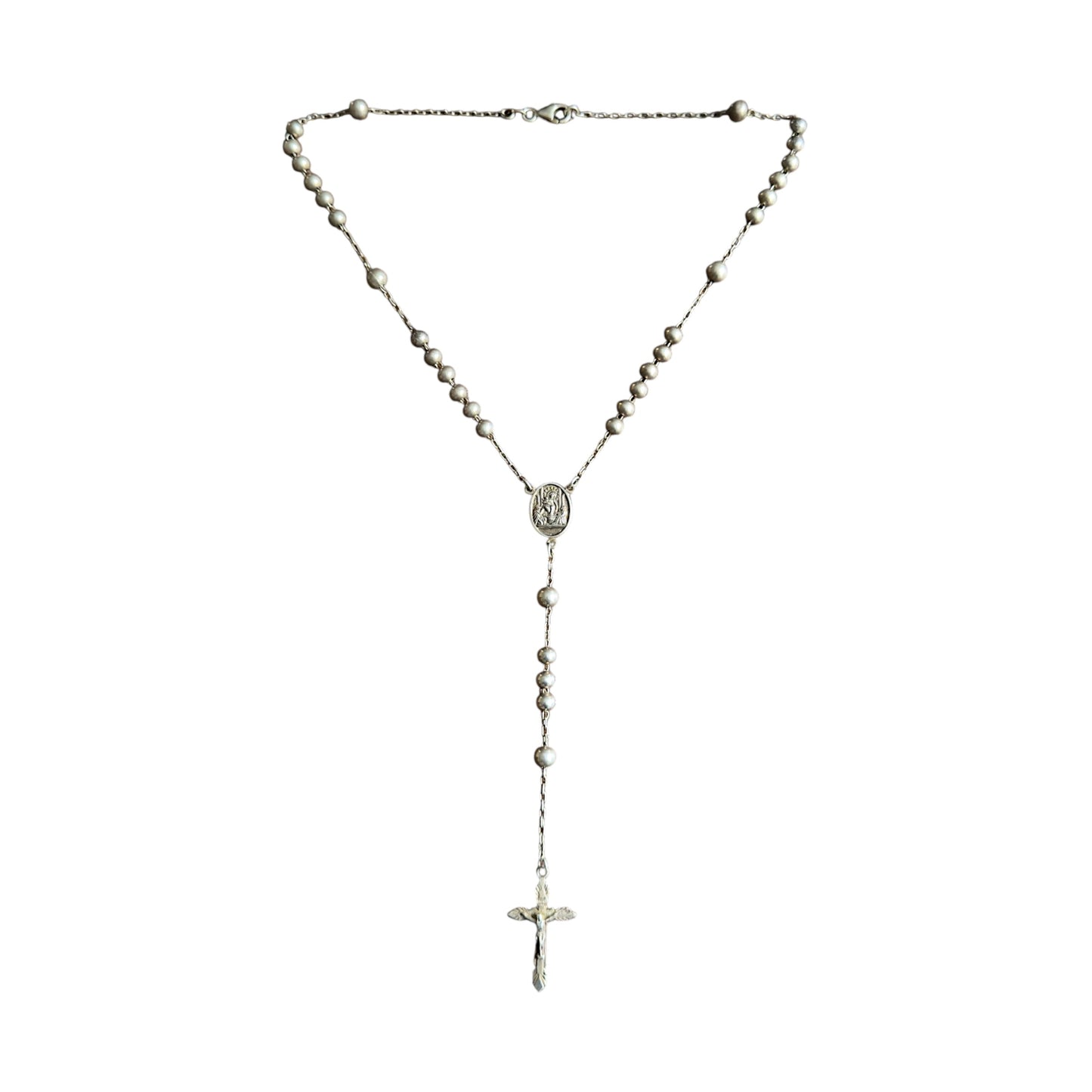 Dolce & Gabbana 925 Silver Cross Rosary Necklace
