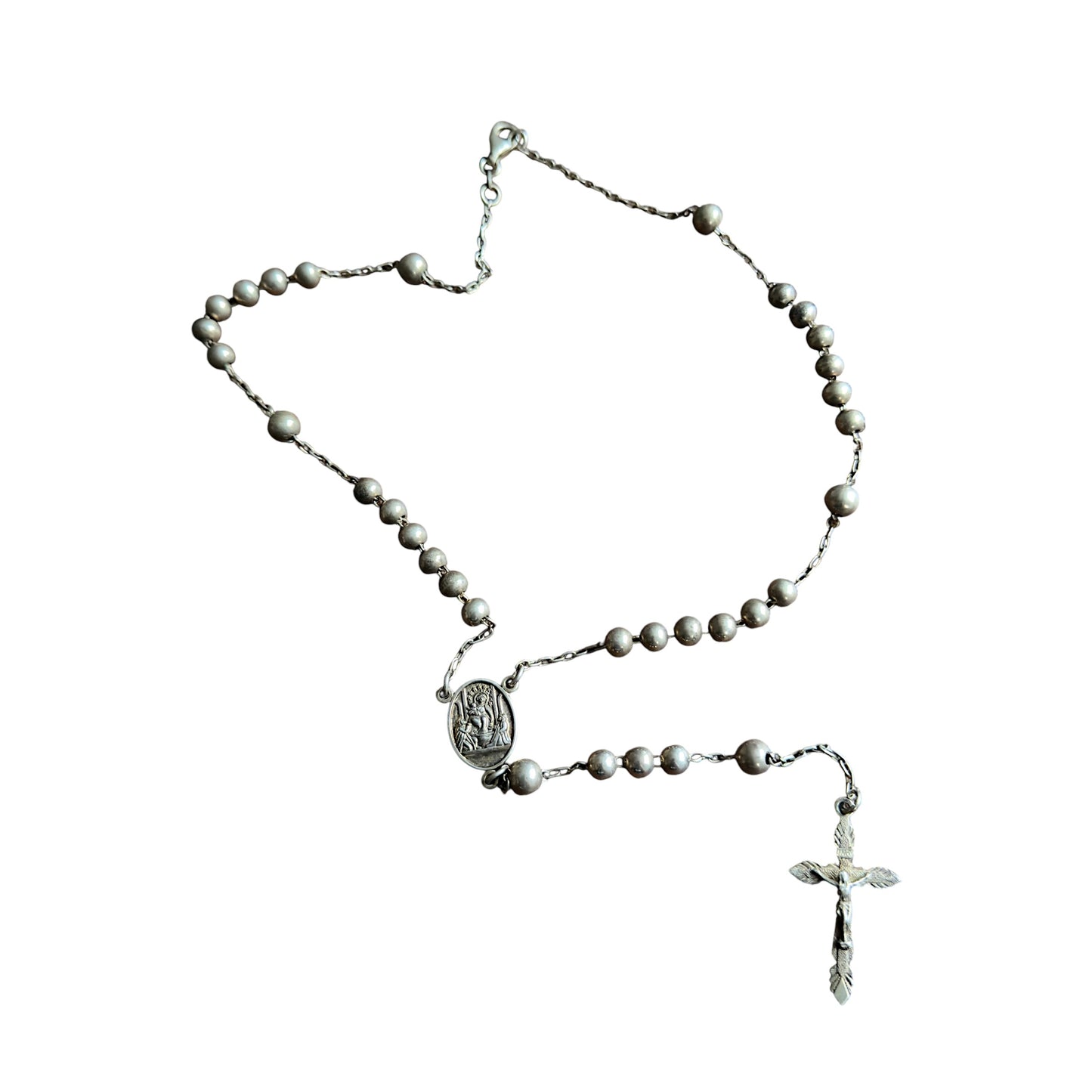 Dolce & Gabbana 925 Silver Cross Rosary Necklace