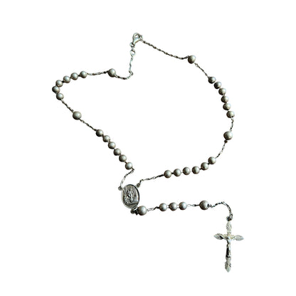 Dolce & Gabbana 925 Silver Cross Rosary Necklace