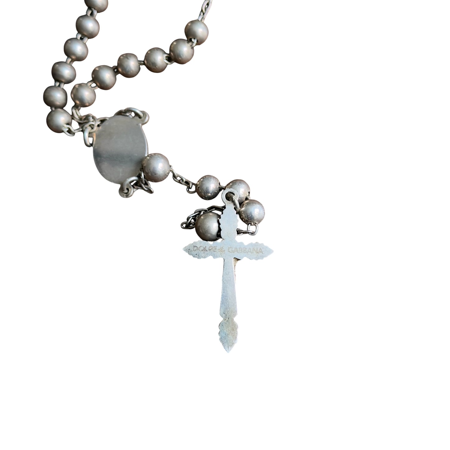 Dolce & Gabbana 925 Silver Cross Rosary Necklace