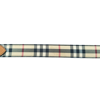 Burberry Engraved Buckle Leather Check Belt