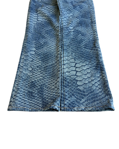 Maison Margiela MM6 SS22 Snakeskin Pattern Straight Denim Jeans
