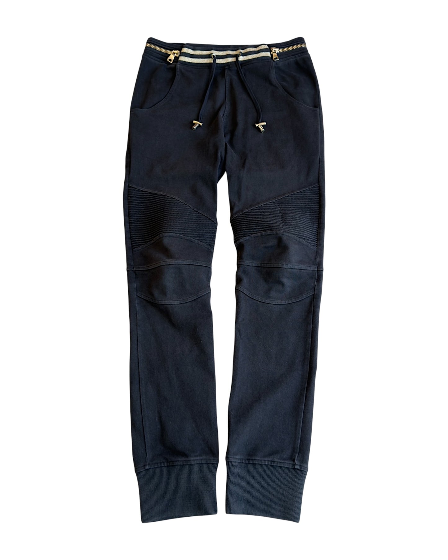Balmain Gold Gimmick Zipper Jogger Biker Sweatpants