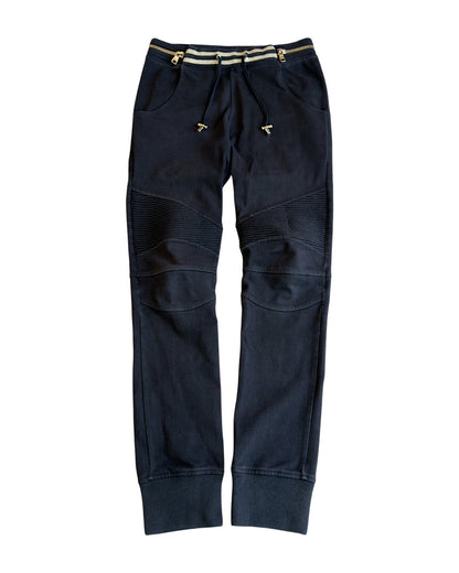 Balmain Gold Gimmick Zipper Jogger Biker Sweatpants