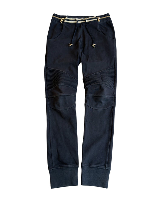 Balmain Gold Gimmick Zipper Jogger Biker Sweatpants