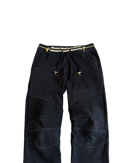 Balmain Gold Gimmick Zipper Jogger Biker Sweatpants