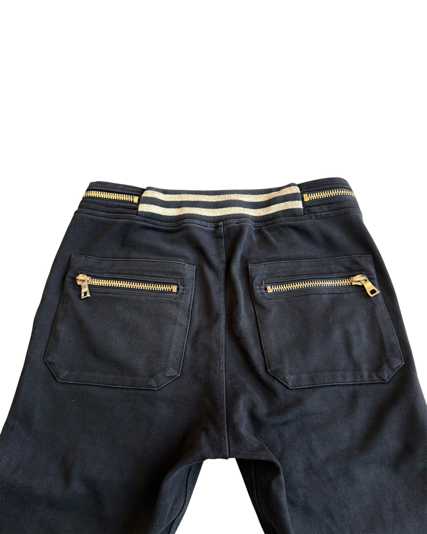 Balmain Gold Gimmick Zipper Jogger Biker Sweatpants
