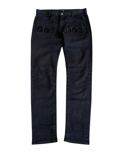 Undercover SS14 "Psychocandy" God Dog Embroidered Text Skinny Pants