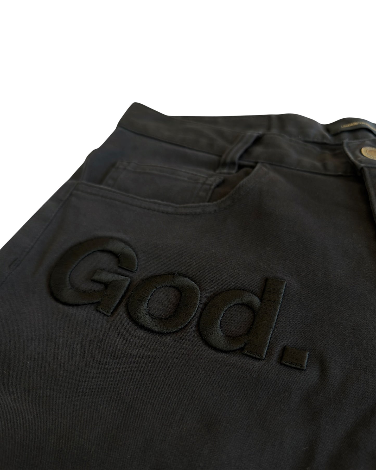 Undercover SS14 "Psychocandy" God Dog Embroidered Text Skinny Pants