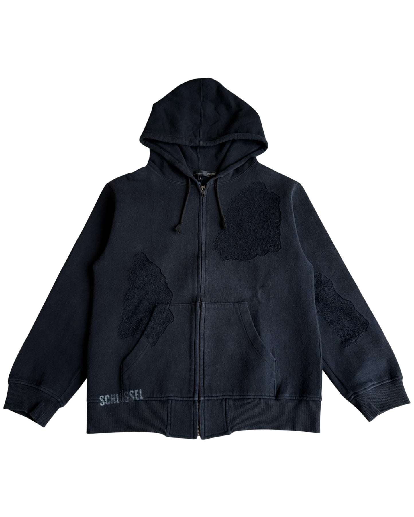 Schlussel Terry Cloth Inverted Fabric Patches Hoodie