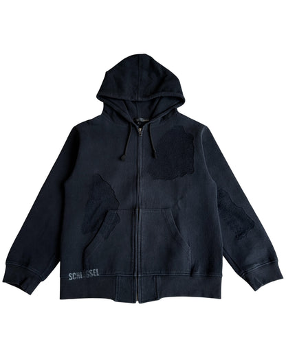 Schlussel Terry Cloth Inverted Fabric Patches Hoodie