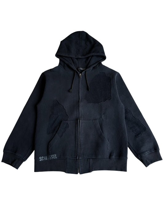 Schlussel Terry Cloth Inverted Fabric Patches Hoodie