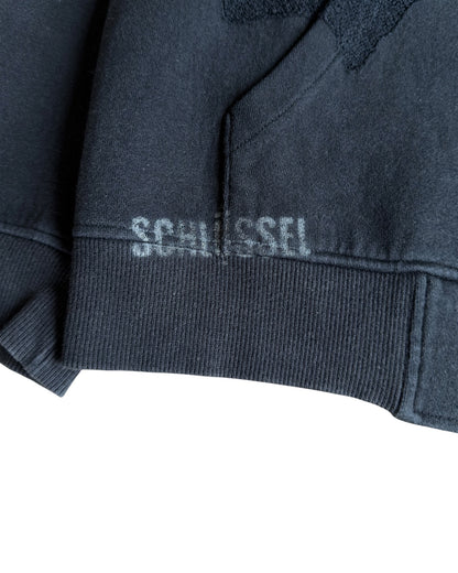 Schlussel Terry Cloth Inverted Fabric Patches Hoodie