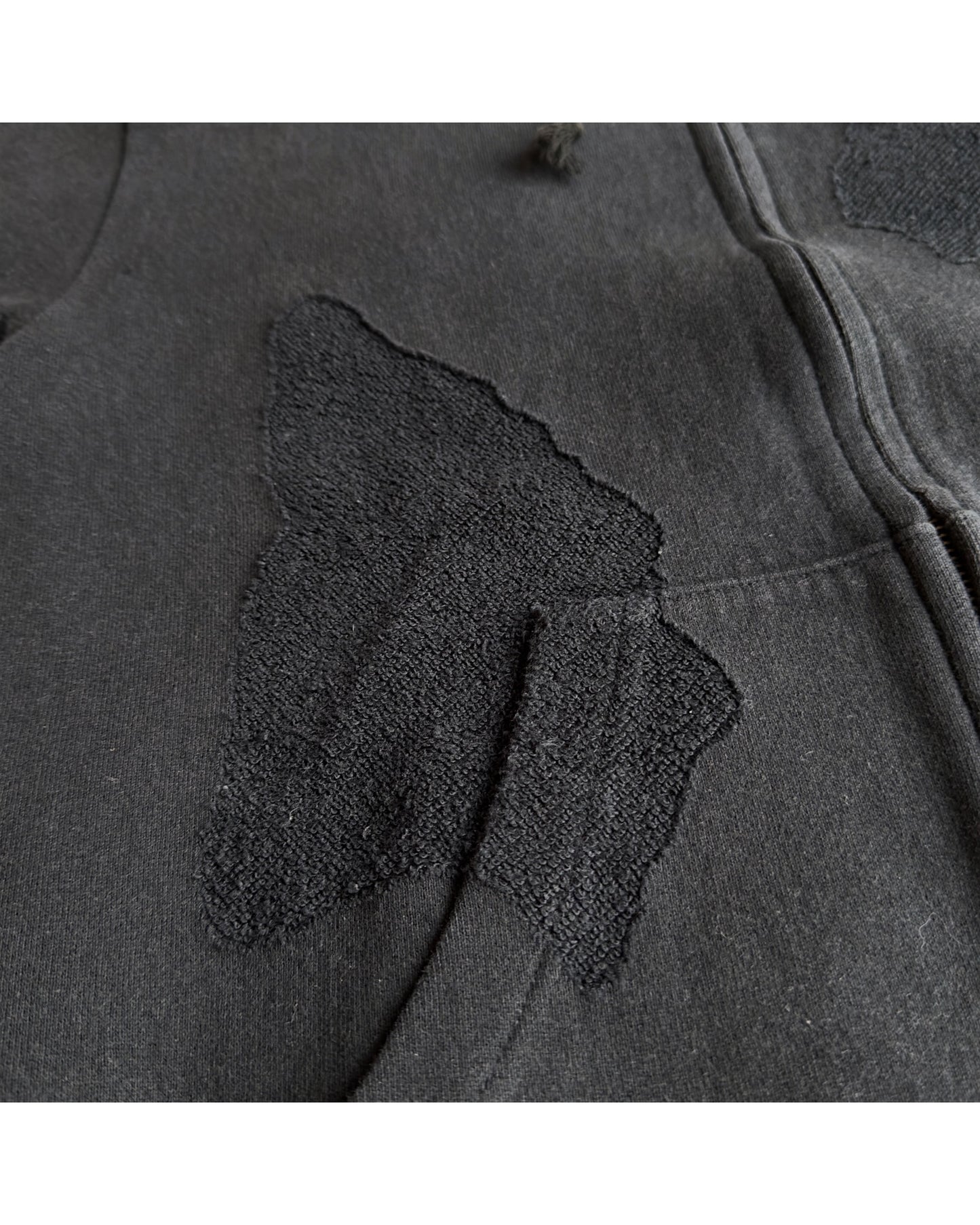 Schlussel Terry Cloth Inverted Fabric Patches Hoodie