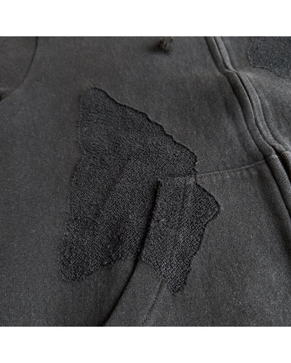 Schlussel Terry Cloth Inverted Fabric Patches Hoodie