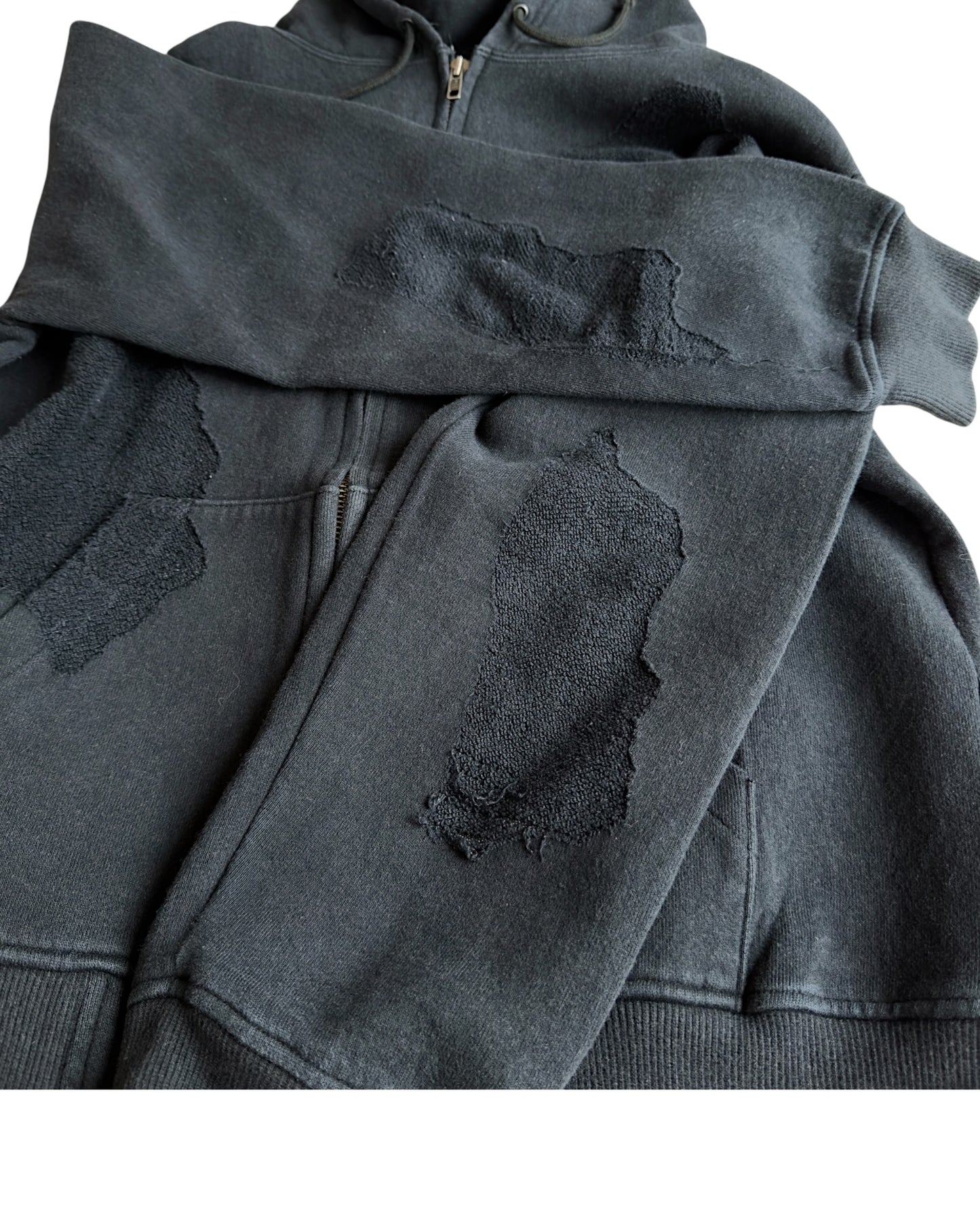 Schlussel Terry Cloth Inverted Fabric Patches Hoodie