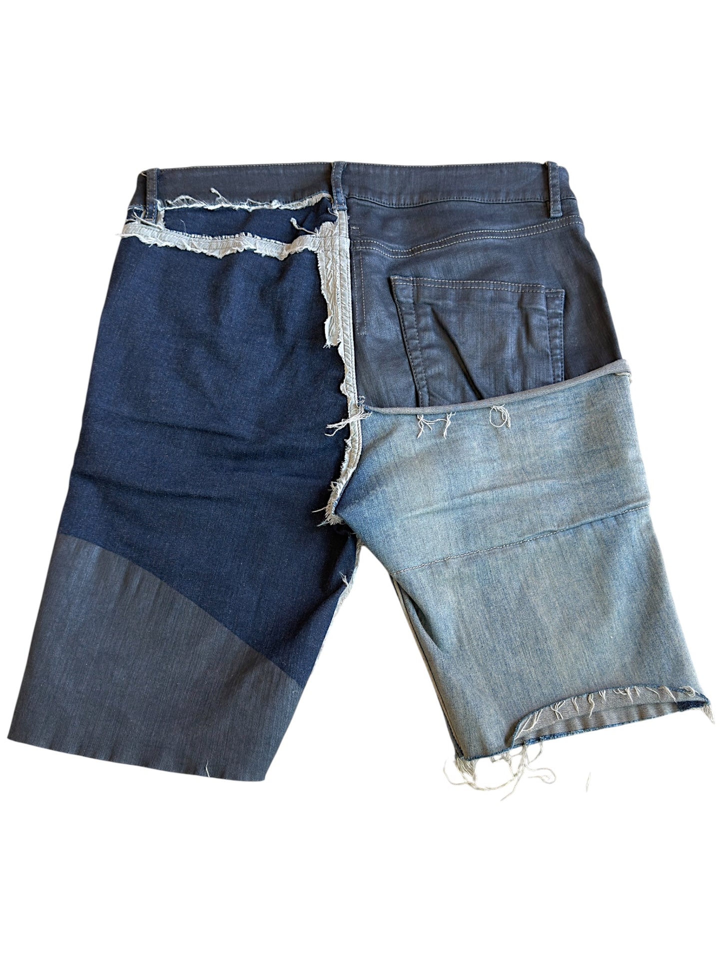 Rick Owens SS2019 "Babel" Black Wax Sample Tyrone Collage Denim Shorts