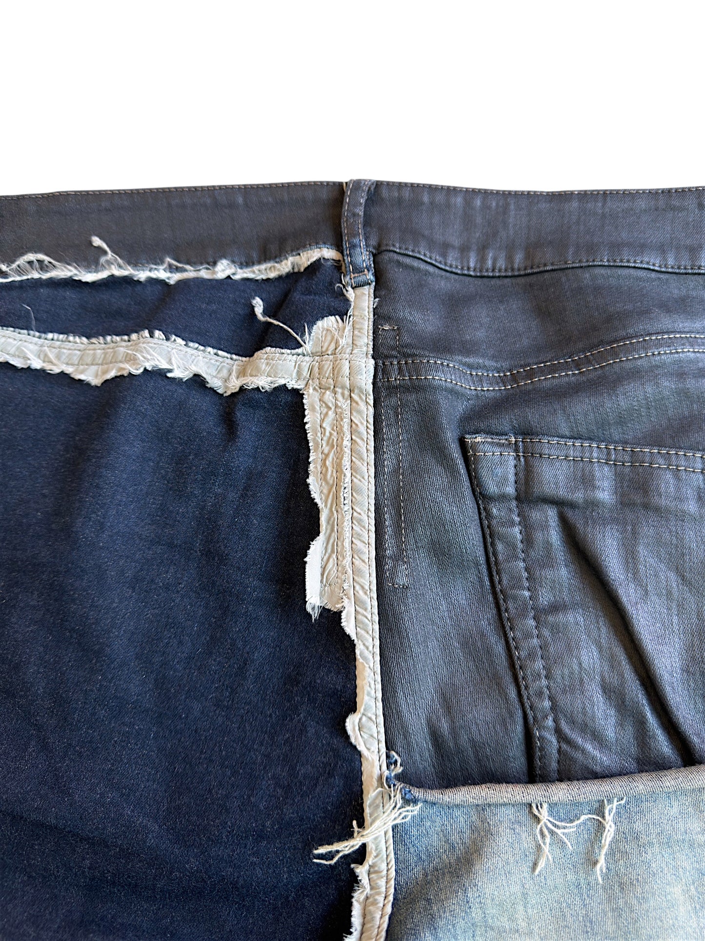 Rick Owens SS2019 "Babel" Black Wax Sample Tyrone Collage Denim Shorts