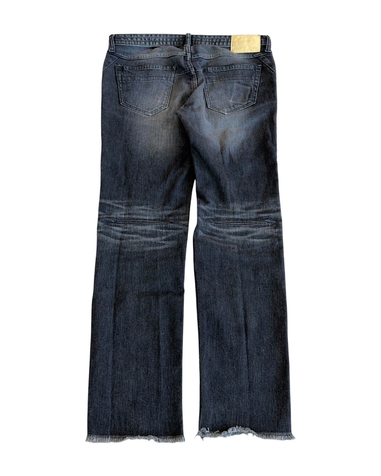 Number (N)ine Washed Black Distressed Repaired Red Stitch Denim Jeans