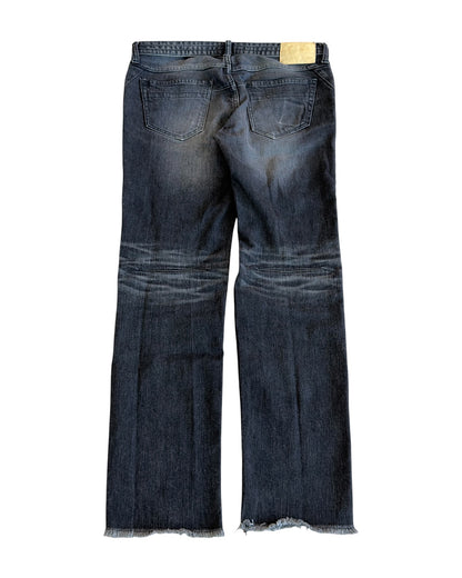 Number (N)ine Washed Black Distressed Repaired Red Stitch Denim Jeans