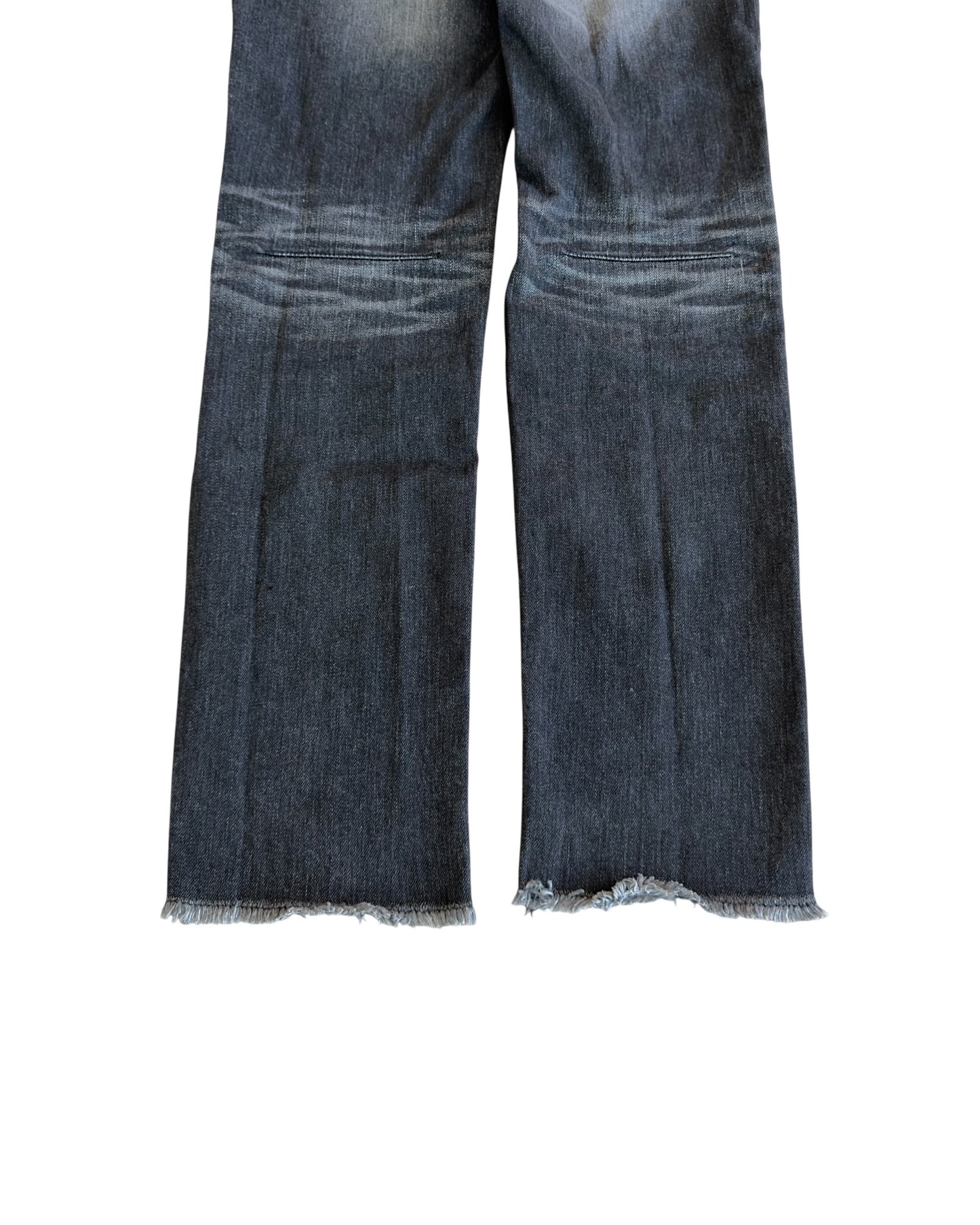 Number (N)ine Washed Black Distressed Repaired Red Stitch Denim Jeans
