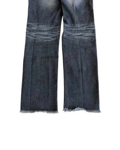Number (N)ine Washed Black Distressed Repaired Red Stitch Denim Jeans