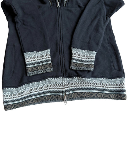 PPFM 2000s Aztec Pattern Trim 3-Zip Double Hood Sweatshirt