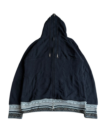 PPFM 2000s Aztec Pattern Trim 3-Zip Double Hood Sweatshirt