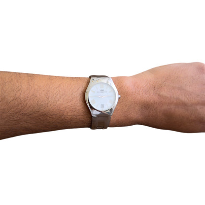 Balenciaga Vintage Roman White Circle Dial Stainless Steel Quartz Watch