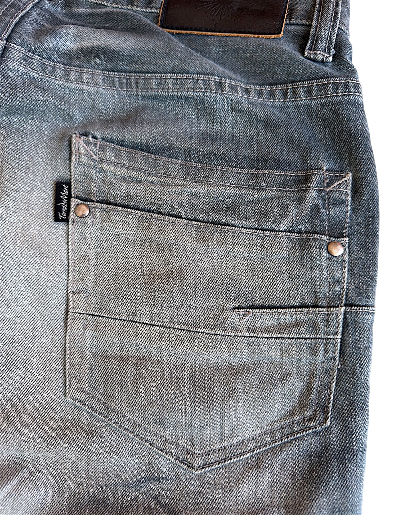 Tornado Mart Mega Whisker Marble Print Ash Bootcut Denim Jeans