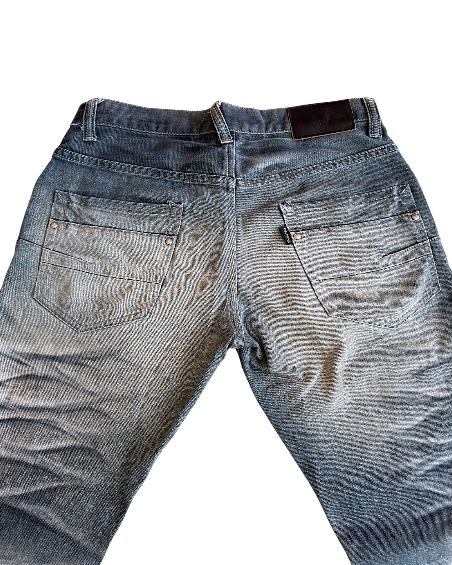 Tornado Mart Mega Whisker Marble Print Ash Bootcut Denim Jeans