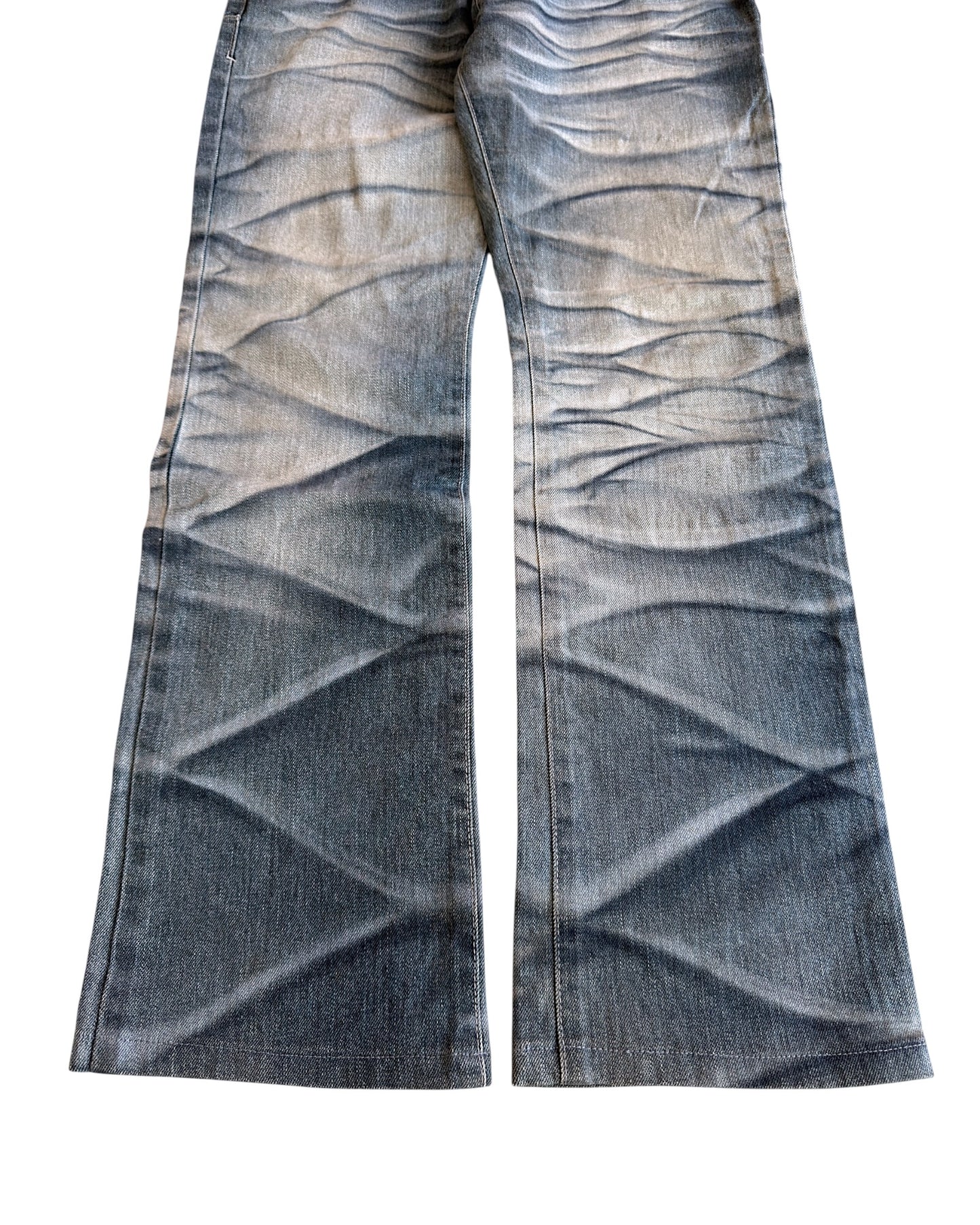 Tornado Mart Mega Whisker Marble Print Ash Bootcut Denim Jeans