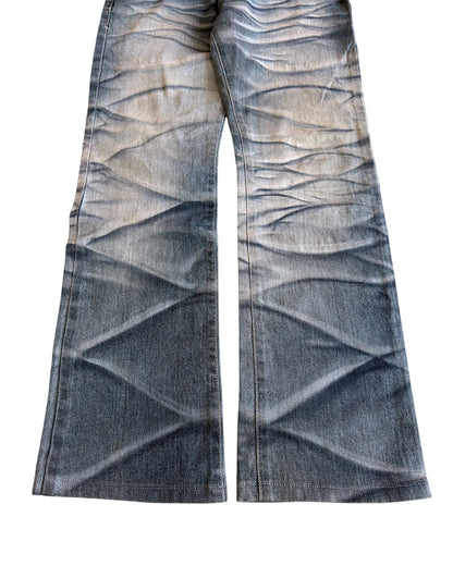 Tornado Mart Mega Whisker Marble Print Ash Bootcut Denim Jeans