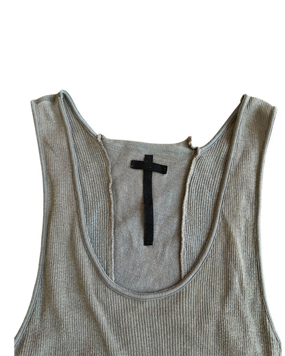 L.G.B. (Le Grande Bleu) Moss Green Back Cross Patch Tank Top Shirt