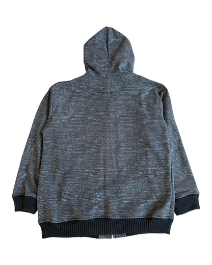 Defective Struct Fur Hood All-Over Script Print Zip Sweatshirt